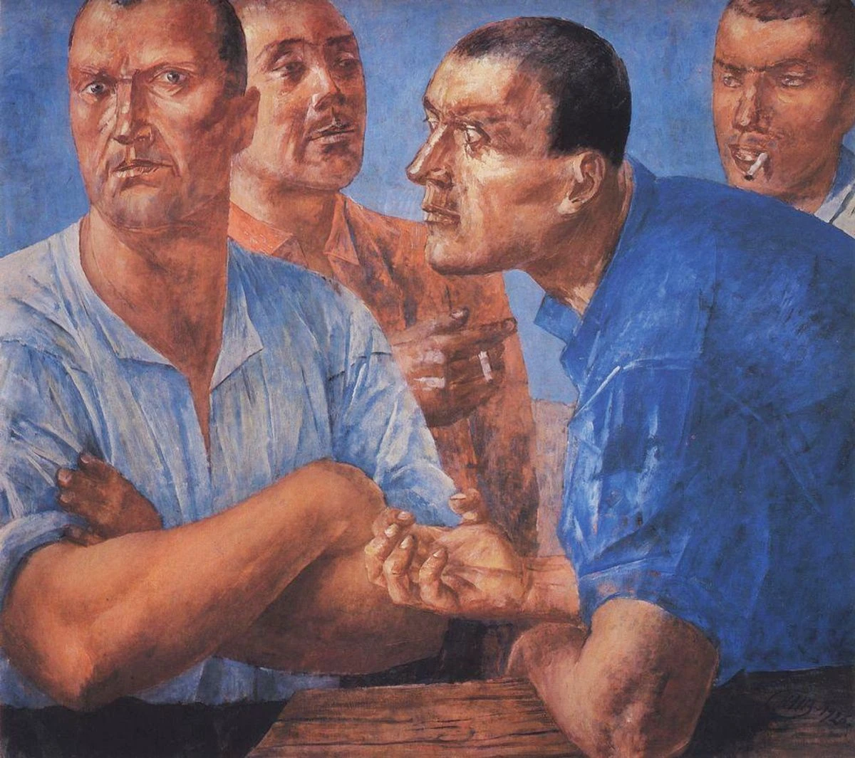 Рабочие. 1926. Холст, масло.<br>Изображение: Государственный Русский музей, Санкт-Петербург