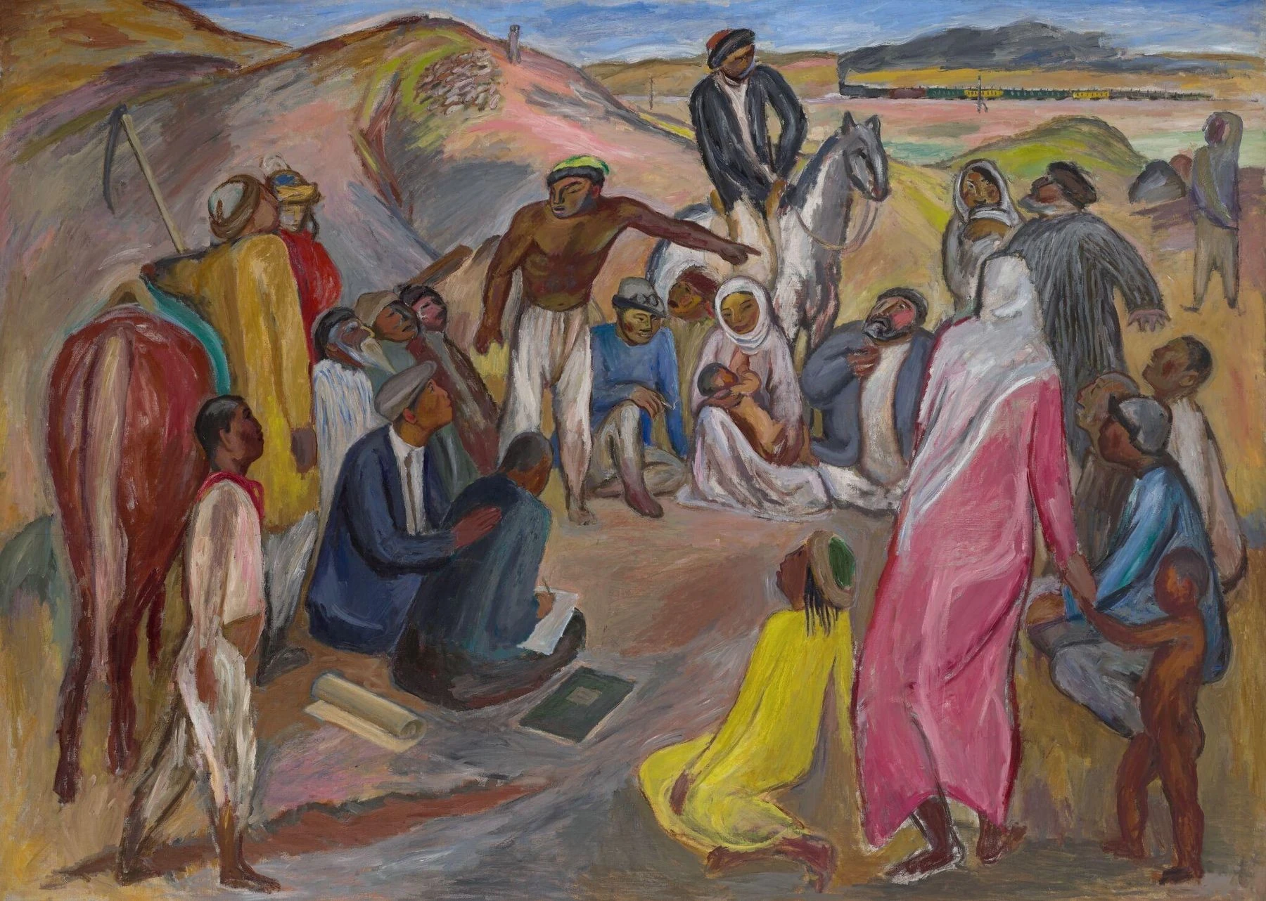 Собрание в ауле. Турксиб. 1929–1930. Холст, масло.<br>Изображение: Государственная Третьяковская галерея, Москва