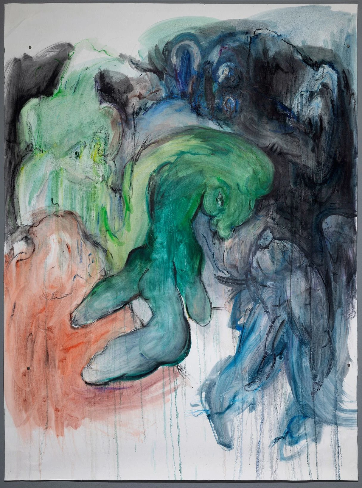 Автопортрет на Коньке-Горбунке. 2023. Холст, уголь, ойлстик.<br>
Изображение: Галерея Ираги