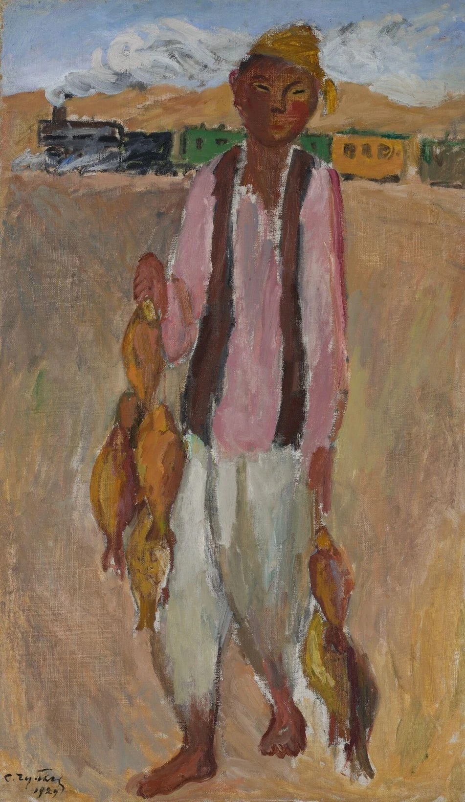 Мальчик с рыбой. 1929. Холст, масло.<br>Изображение: Государственная Третьяковская галерея, Москва