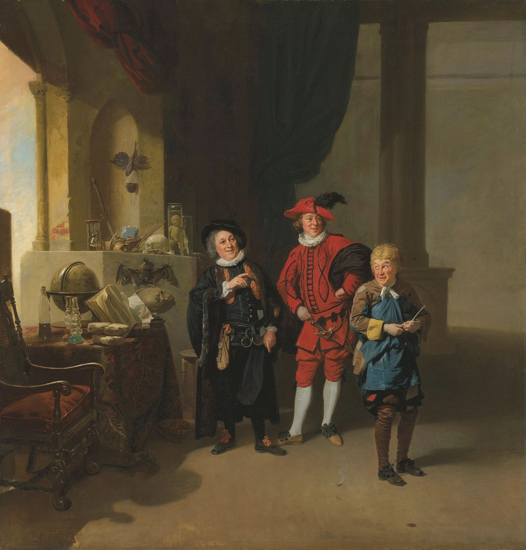 Гаррик с Уильямом Бёртоном и Джоном Палмером в «Алхимике». 1770. Холст, масло.<br>Изображение: частное собрание