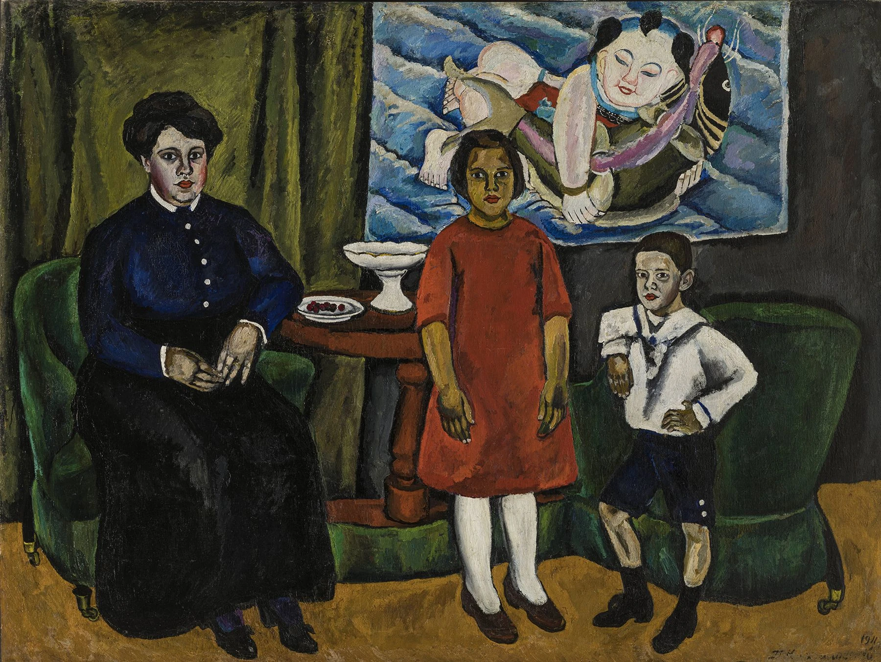 Семейный портрет (на фоне китайского панно). 1911. Холст, масло. <br>
Фото: Государственный Русский музей, Санкт-Петербург