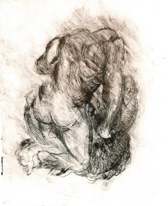 «Fisherman». 2025. Сухая игла, хлопковая бумага.<br>Изображение: ivanarkhipov.com